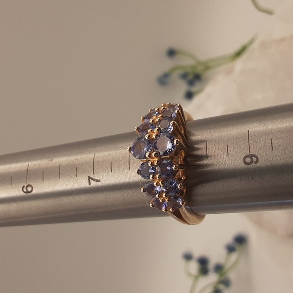 Yellow Gold Over 925, Genuine Tanzanite Ring. - Picture 6 of 7